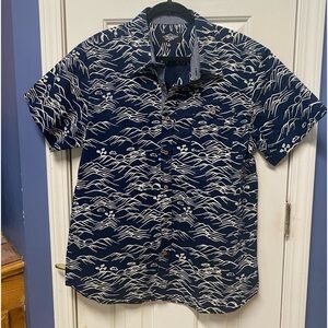 Boys Asian Print Eighty & Eight button down short sleeve shirt. Size XL